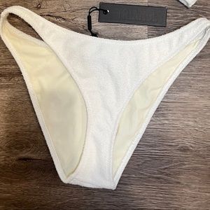 Triangl Swimwear Terry Cloth White Swimsuit Cheeky Bottom (BOTTOM ONLY)